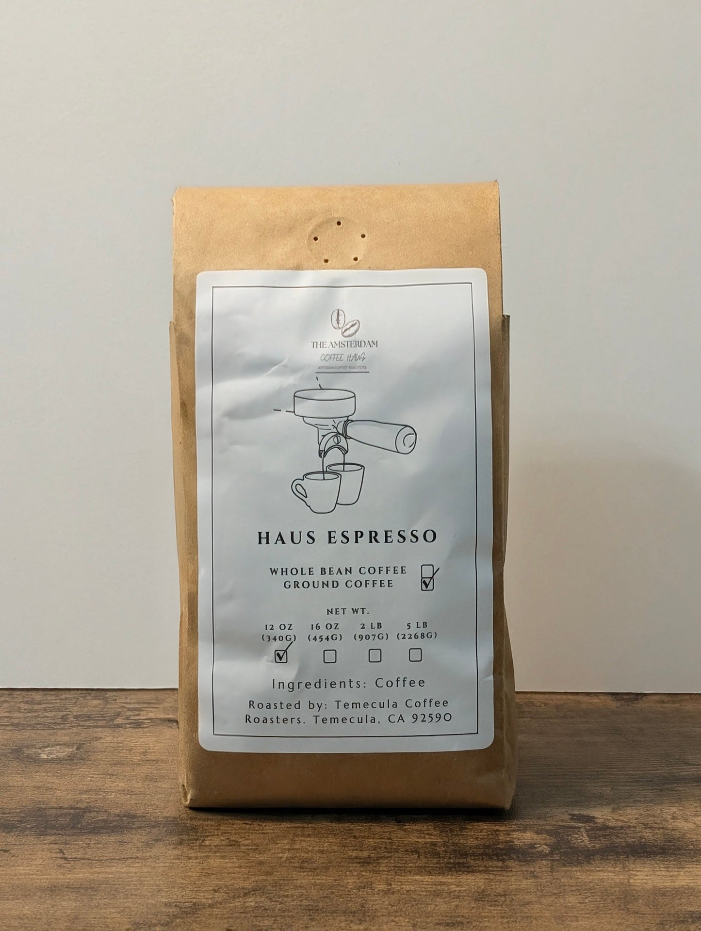 Haus Espresso signature blend from The Amsterdam Coffee Haus — specialty coffee roasted in Rosenberg, Fort Bend County, Texas
